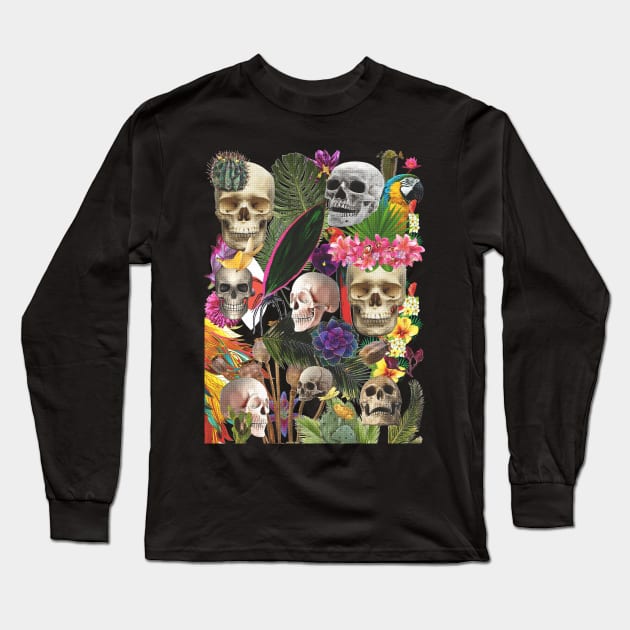 Tropical Day of the Dead Long Sleeve T-Shirt by LanaBanana